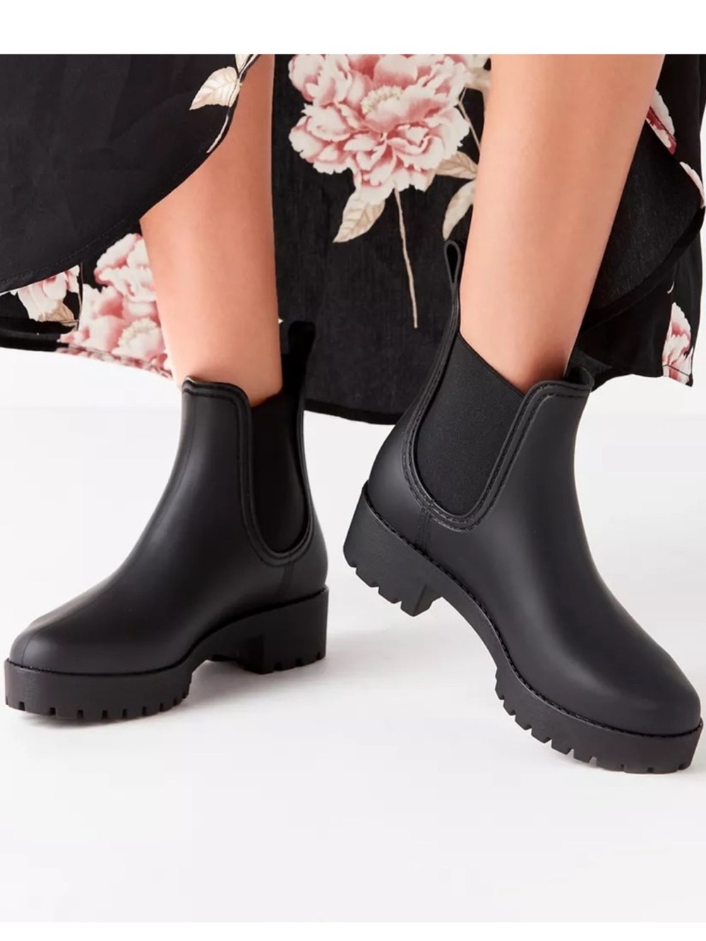 Jeffrey Campbell Cloudy Waterproof Black Chelsea Rain Boots 7